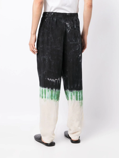 Shop Toga Virilis Tie-dye Print Straight-leg Trousers In Schwarz
