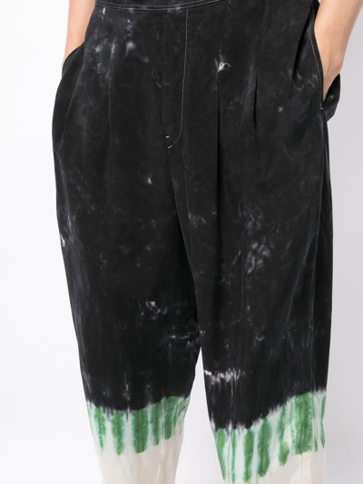 Shop Toga Virilis Tie-dye Print Straight-leg Trousers In Schwarz