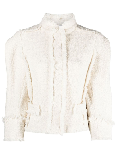 Shop Alberta Ferretti Bouclé Single-breasted Jacket In Neutrals