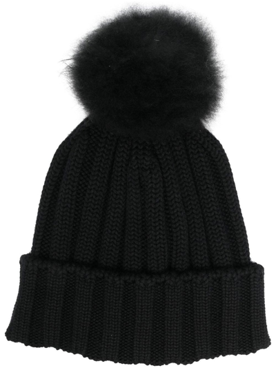 Shop Woolrich Virgin-wool Beanie Hat In Schwarz