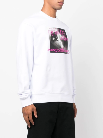 Shop Off-white Graphic-print Crew Neck Sweatshirt In Weiss
