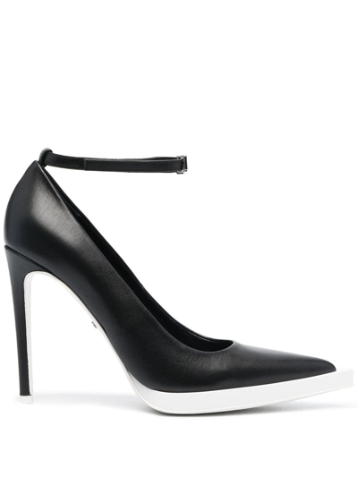 Shop Gcds 110mm Pointed Leather Pumps In Black