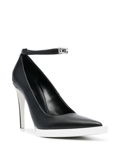 Shop Gcds 110mm Pointed Leather Pumps In Black
