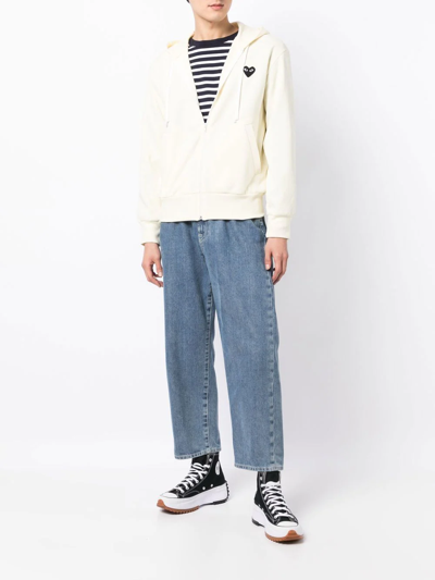 Comme Des Garçons Play Heart-patch Zip-up Hoodie In Gelb
