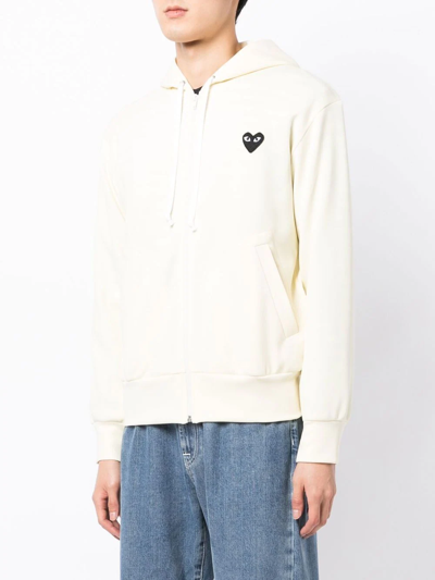 Shop Comme Des Garçons Play Logo-print Zip-up Hoodie In Gelb