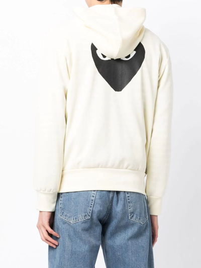 Comme Des Garçons Play Heart-patch Zip-up Hoodie In Gelb
