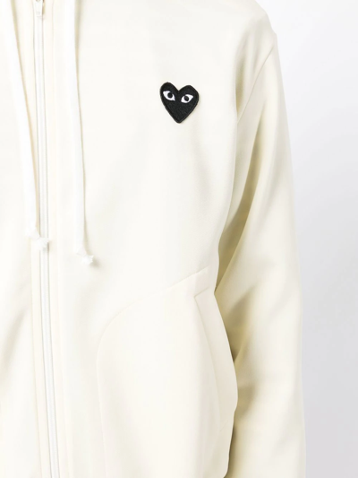 Shop Comme Des Garçons Play Logo-print Zip-up Hoodie In Gelb