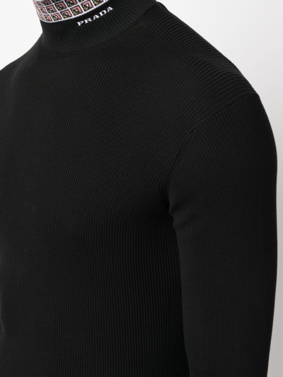 Shop Prada Roll-neck Cotton Jumper In Black