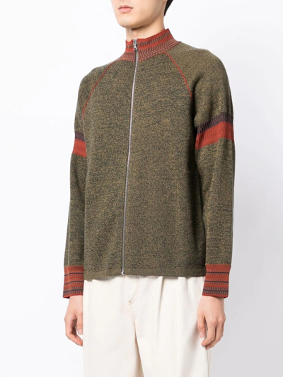 Wales Bonner Fusion Colour-block Wool-blend Zip-up Sweater In 
