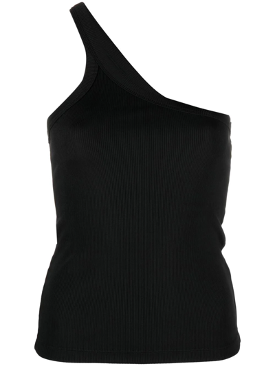 Anine Bing Ren One-shoulder Ribbed-knit Tank In Black | ModeSens