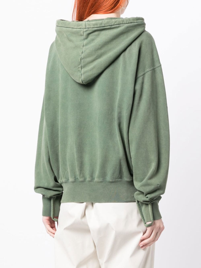 Shop Jacquemus Faded-effect Logo-embroidered Hoodie In Grün