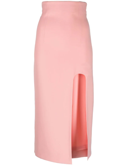 Shop Alessandro Vigilante Front-slit Pencil Skirt In Pink