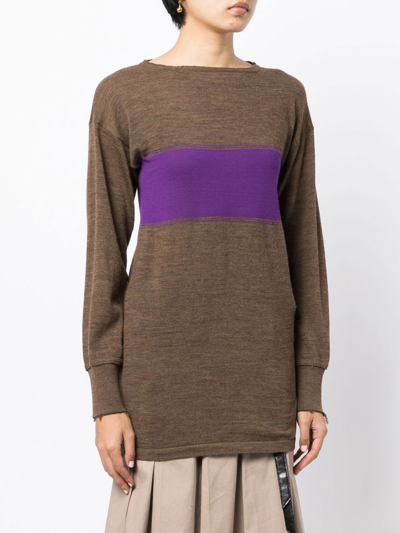 Shop Maison Margiela Panelled Round-neck Jumper In Braun