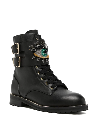 Kurt Geiger Hackney Buckle-embellished Leather Ankle Boots In Black