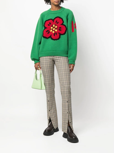 Shop Kenzo Boke Flower Motif Embroidered Sweater In Grün