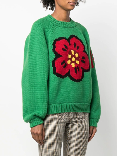 Shop Kenzo Boke Flower Motif Embroidered Sweater In Grün