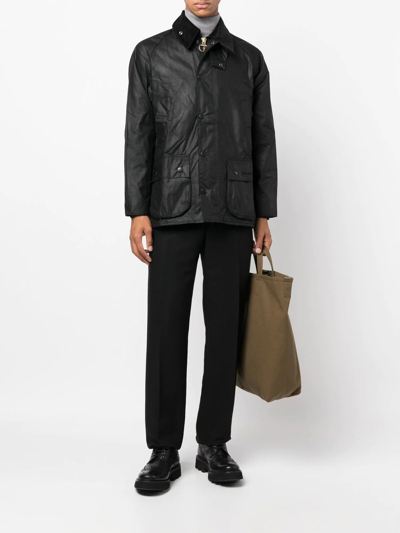 Barbour Bedale Waxed Cotton Jacket In Schwarz