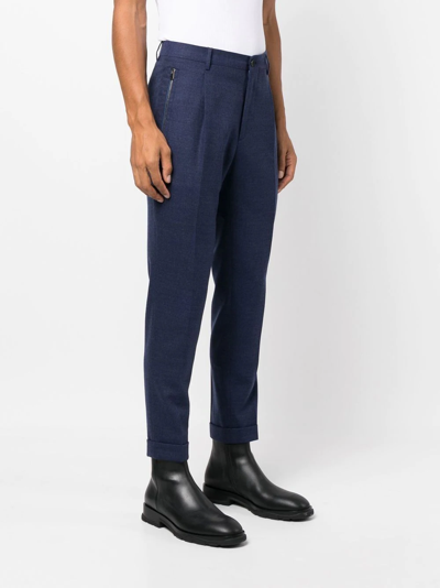 Shop Etro Pleated Wool-blend Trousers In Blau