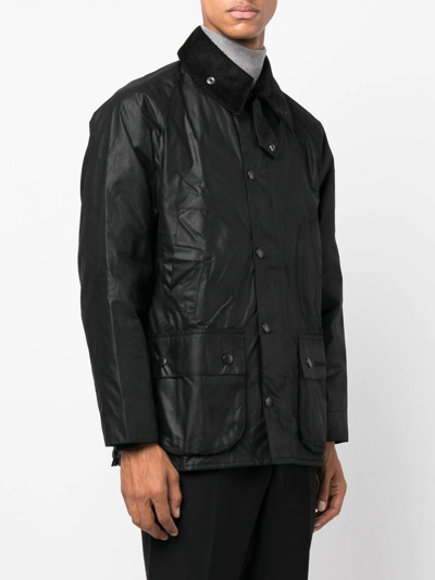 Barbour Bedale Waxed Cotton Jacket In Schwarz