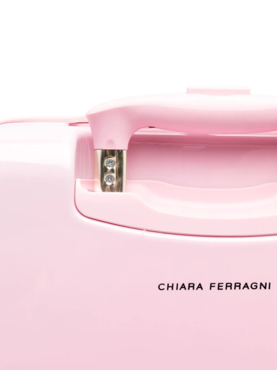Shop Chiara Ferragni Logo-stripe Cabin Suitcase In Rosa