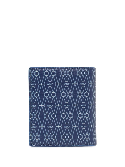 Shop Wolf Logo Print Cardholder Wallet In Blau