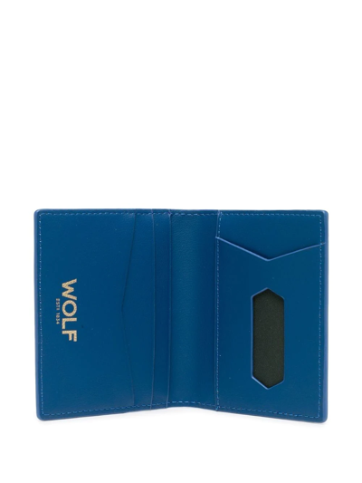 Shop Wolf Logo Print Cardholder Wallet In Blau