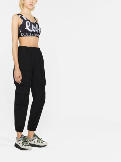 Shop Dolce & Gabbana Logo-waistband Sports Bra In Schwarz