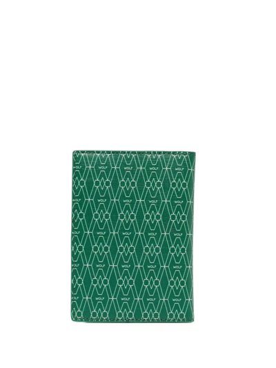 Wolf Logo Print Bi-fold Cardholder In Grün