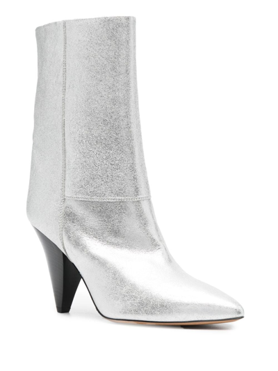 Shop Isabel Marant Locky Cone Heel Boots In Grey