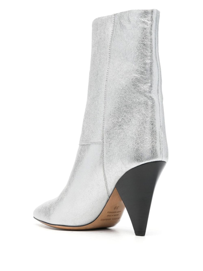 Shop Isabel Marant Locky Cone Heel Boots In Grey