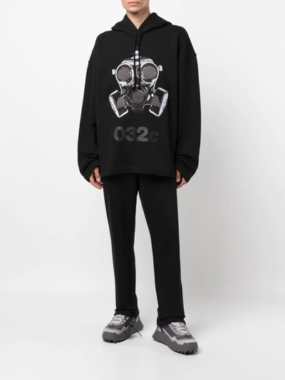 Shop 032c Graphic-print Drop-shoulder Hoodie In Black