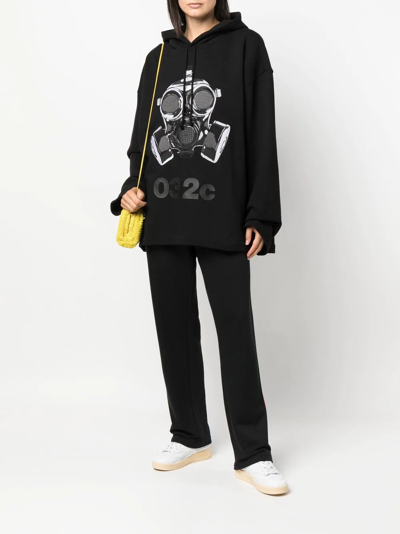 Shop 032c Graphic-print Drop-shoulder Hoodie In Black