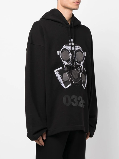Shop 032c Graphic-print Drop-shoulder Hoodie In Black