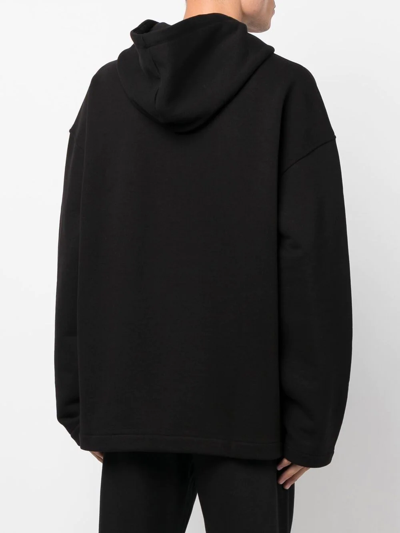 Shop 032c Graphic-print Drop-shoulder Hoodie In Black