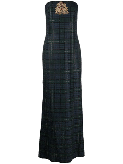 Polo Ralph Lauren Logo-embroidered Plaid-check Gown In Grün