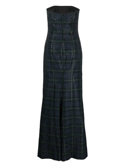 Polo Ralph Lauren Logo-embroidered Plaid-check Gown In Grün