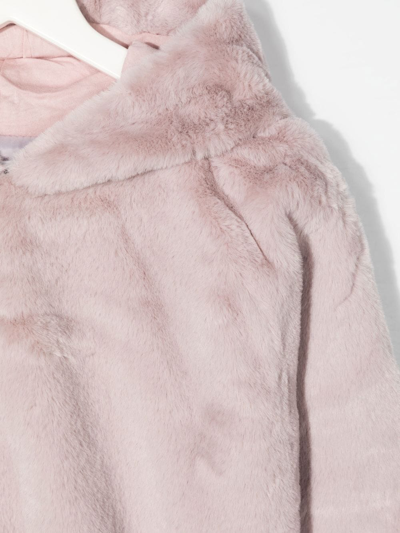 Shop Molo Faux-fur Long-sleeve Hoodie In Violett