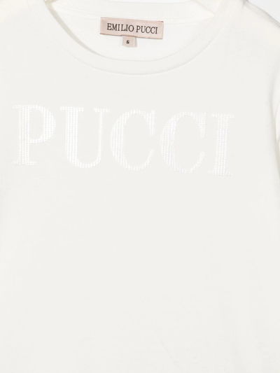 Shop Pucci Junior Logo-print Long-sleeve Top In Weiss
