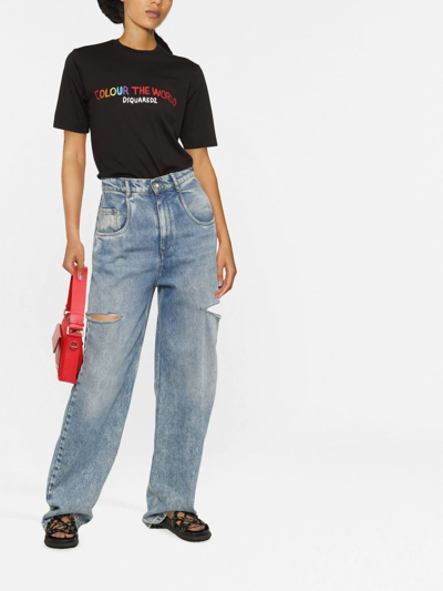 Dsquared2 Slogan-print T-shirt In Schwarz