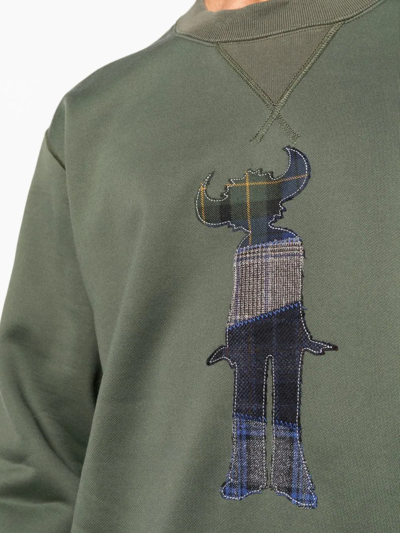 Shop Junya Watanabe Patch-detail Crew-neck Sweatshirt In Grün