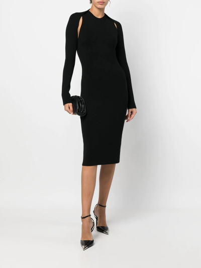 Shop Tom Ford Cut-out Ribbed Midi Dress In Schwarz