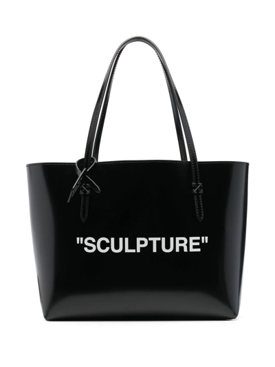 Shop Off-white Slogan-print Tote Bag In Black