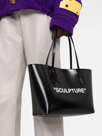 Shop Off-white Slogan-print Tote Bag In Black