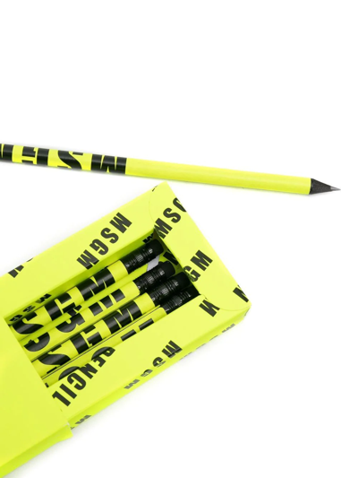 Shop Msgm Logo-print Pencil Set In Schwarz