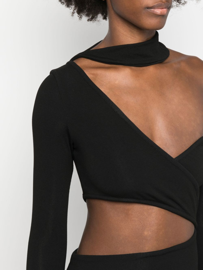 Shop Lama Jouni Slanted Off-shoulder Dress In Schwarz