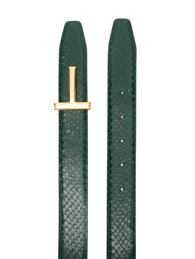 Shop Tom Ford Crocodile-embossed Leather Belt In Grün