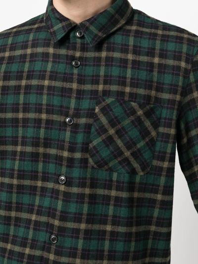 Shop Apc Check Flannel Shirt In Grün