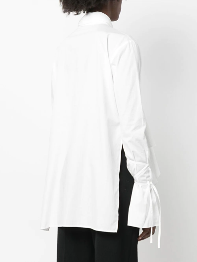 Shop Yohji Yamamoto Pussy-bow Draped Shirt In Weiss