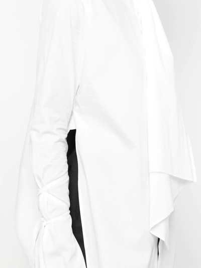 Shop Yohji Yamamoto Pussy-bow Draped Shirt In Weiss