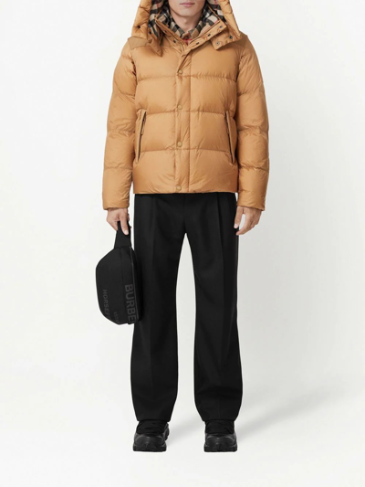 Shop Burberry Detachable-sleeves Hooded Puffer Jacket In Braun
